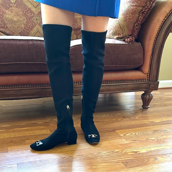 Tory Burch Over-The-Knee Stretch Suede Boots - Picture 8 of 16